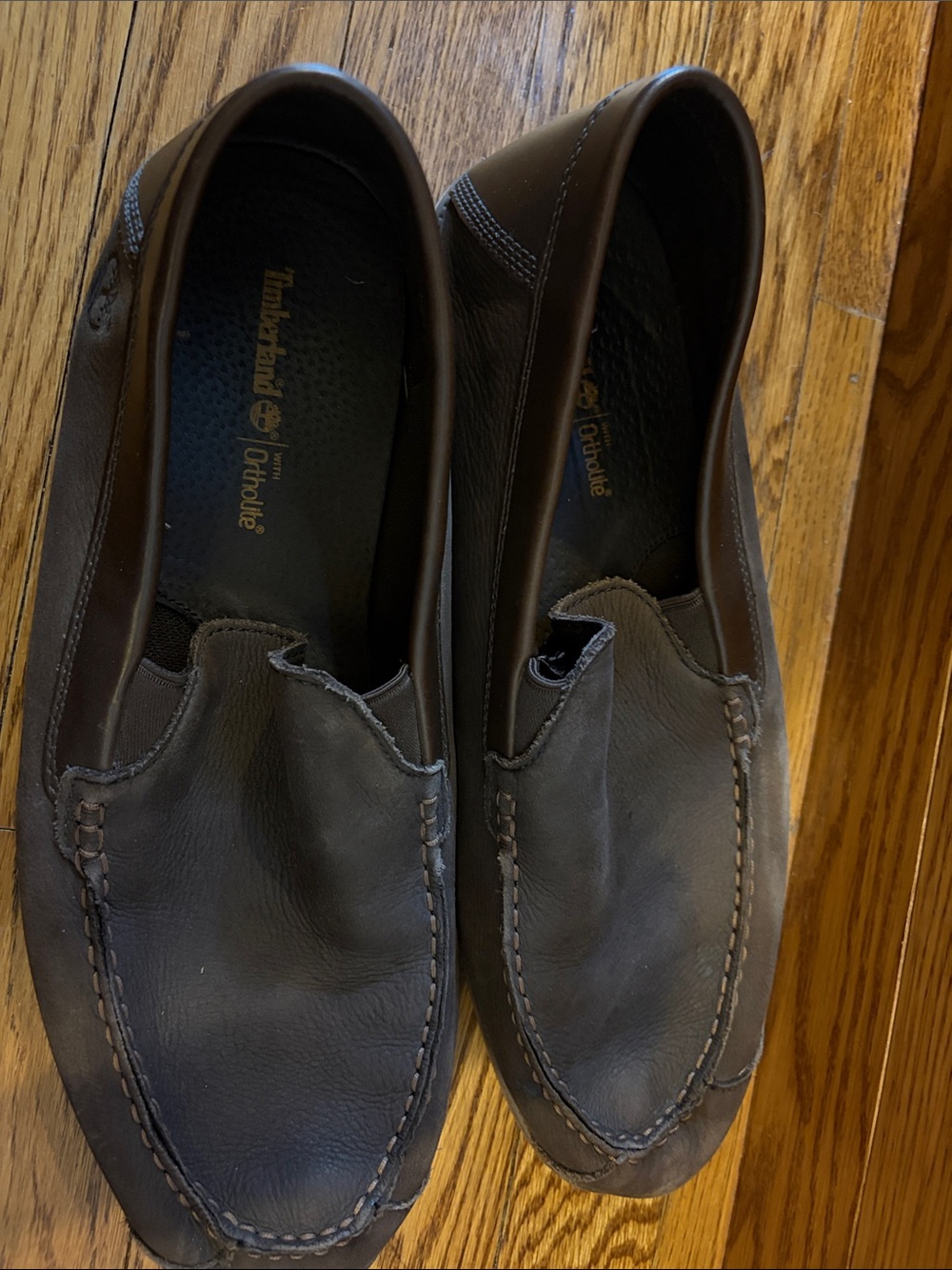 Timberland Men’s Dark Brown Leather Slip-On Ortholite Loafers size 12